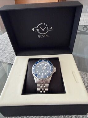 Gevril GV2 Men's Blue Dial Stainless Steel Bracelet Watch